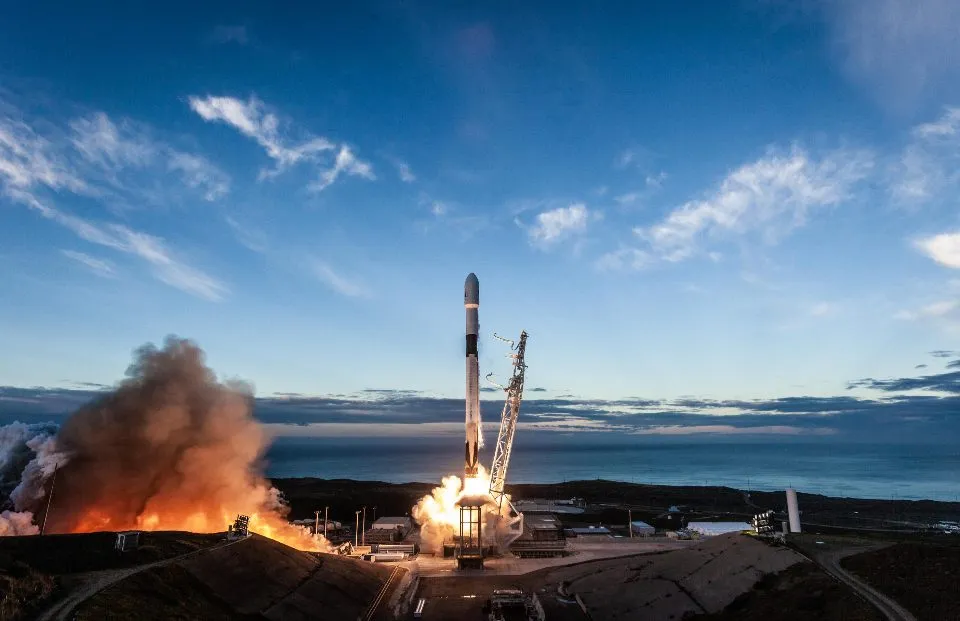 a rocket launch at a coastal launch site