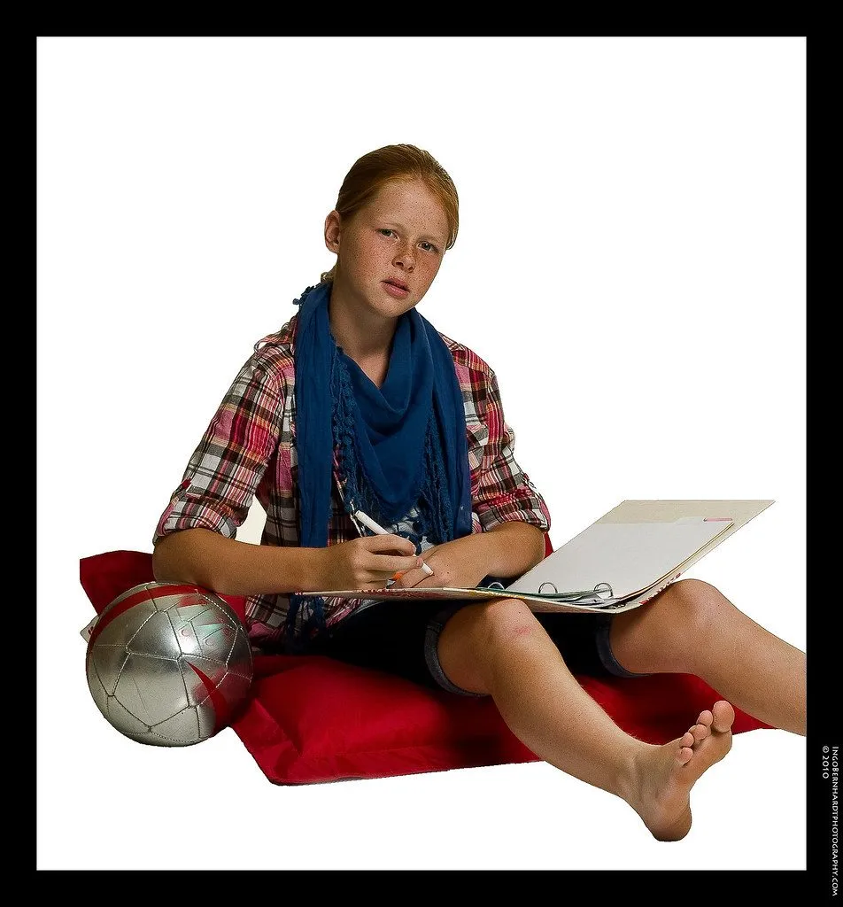 girl reading textbook