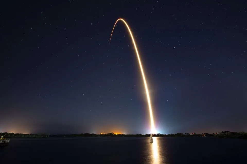 a rocket launching into space