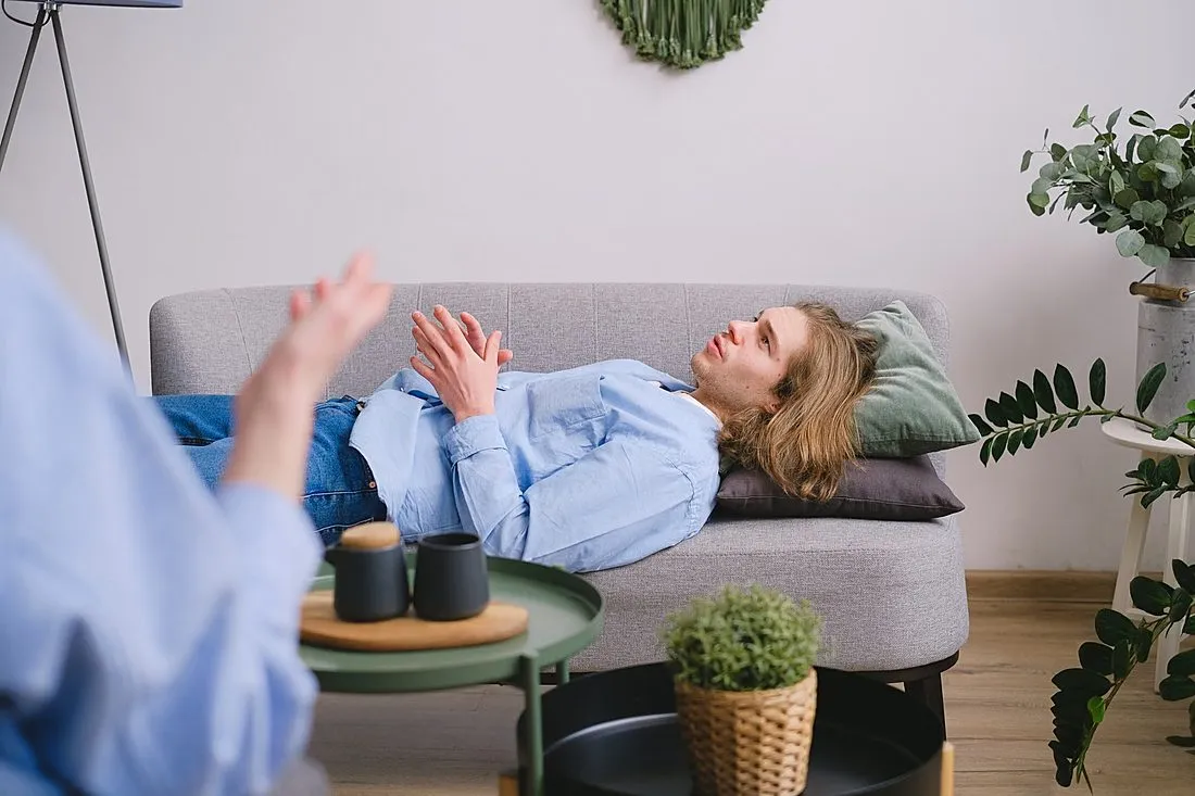 a person in a calm therapy session