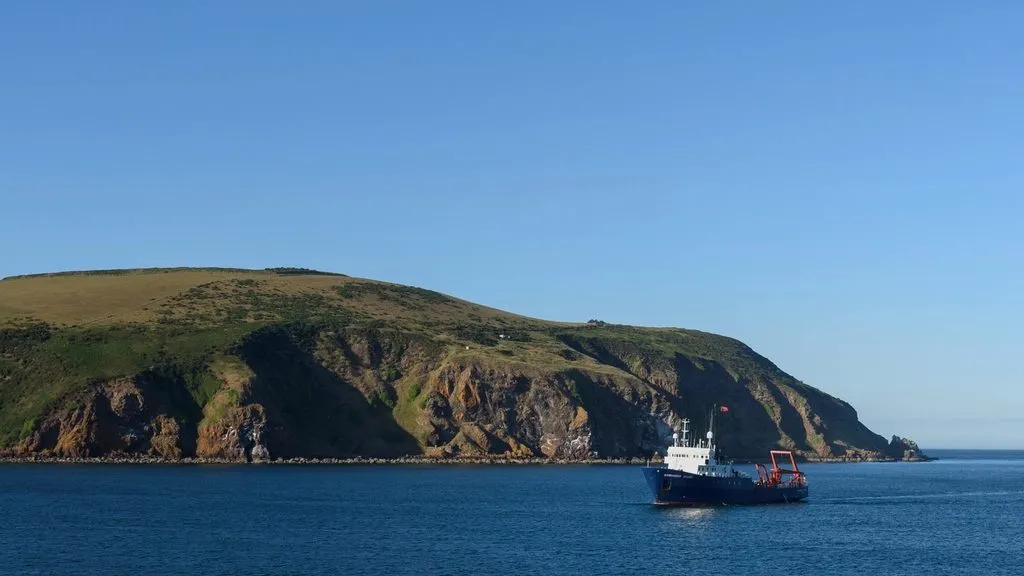 an ocean research vessel at sea
